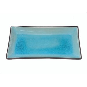 Zwart/Turquois Rechthoekig Bord – Glassy Turquoise – 21.5×12.7cm