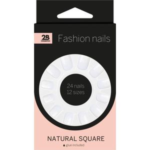 2B - Natural Square - Kunstnagels - 24 Stuks - Inclusief Nagellijm
