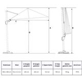 Platinum Casual Living Challenger T² Zweefparasol 3x3 - Havanna