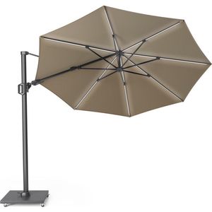 Platinum Sun & Shade – Zweefparasol – Challenger T² Glow - Ø350cm - Taupe - Dubbel Kantelbaar – 360° Draaibaar – 96% UV protectie