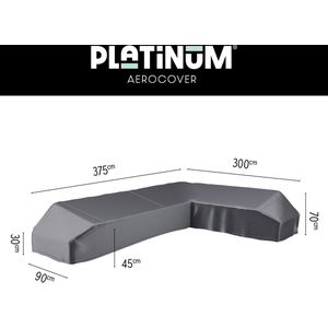 Loungesethoes Platinum AeroCover Anthracite Platform Right (375 x 300 x 90 x H30/45/70 cm)