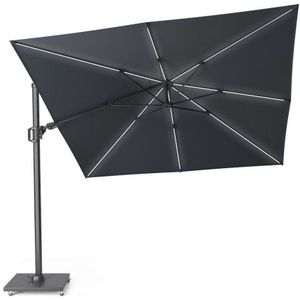 Platinum Sun & Shade – Zweefparasol - Challenger T² Glow - 300x300cm - Antraciet – Dubbel Kantelbaar – 360° Draaibaar – 96% UV protectie