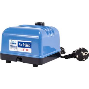 AquaForte Hi-Flow V-10 luchtpomp, aluminium behuizing, stil en krachtig, vermogen 10 watt, capaciteit bij 1,2 meter, 4 liter per minuut, maximale vijverinhoud 6 m3, niet verstelbaar