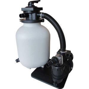 AquaForte Zandfilterset SQ-460, filtercapaciteit 68 L, filtermateriaal 68 kg (zand), max. debiet 10 m3 per uur, 550 Watt, max. bekkengrootte 39,5 m3, uitgerust met 6-wegklep bovenaan