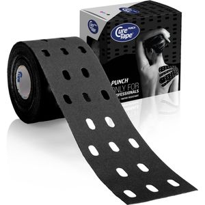 CureTape - Punch - Kinesiotape - Zwart - 100% Katoen - Hypoallergene Lijmlaag