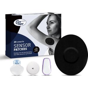 CureTape Patches - Sensor Pleisters - Zwart - Pleisters voor Freestyle Libre, Dexcom en Medtronic Guardian sensoren - 20 Stuk(s)
