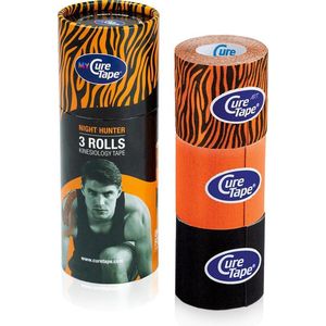 My CureTape® Night Hunter, koker met 3 rollen - Tiger, oranje en zwart - Kinesiotape - FysioTape