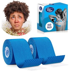 Hooikoorts Tape Blauw - CureTape Classic kinesiotape - 2 rollen Blauw 5cm x 5 m