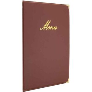 Securit Classic lederlook A4 wijnkaart, incl. 1 dubbele inzet voor menu's (voor 4 pagina's A4) - wijnrood