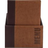 Securit® Menukaartbox incl. menu's (x20) "Trendy", A4, leerlook, incl. 1 Insert per kaart (4x A4), Lichtbruin - bruin MC-BOX-TRA4-LB