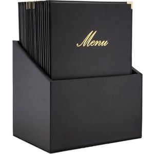 Box incl. 20 Menukaarten Classic | Zwart | Formaat A4 | 370x290x210mm