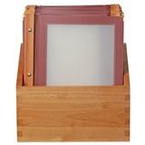 Securit Wood-Range wijnkaart (x20) box, incl. 2 dubbele inleg voor menu's (voor 4 pagina's A4), wijnrood, hout, rood