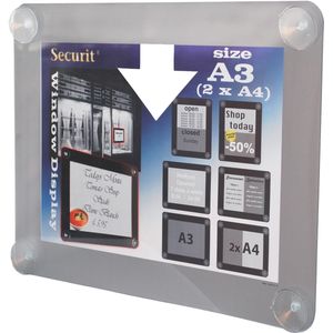 Securit - Raamposterframe - Dubbelzijdig - UV-bestendig - Grijs - Kunststof
