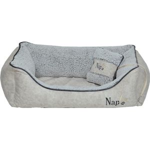 NapZZZ Hondenmand Divan met kussen Duo Eco leder Ivoor beige-soft L 100x80x25 CM