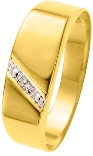 Lucardi Heren Zegelring met diamant 0.01ct - Ring - Vaderdag Cadeau - 14 Karaat Goud - Geelgoud
