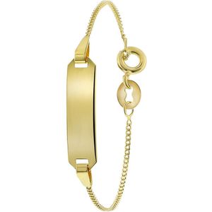 Lucardi - Armbandje met Hanger - Rechthoek - 14 Karaat Goud - Geelgoud