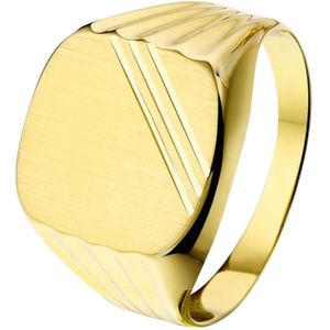Lucardi - Heren Zegelring - Ring - 14 Karaat Goud - Geelgoud