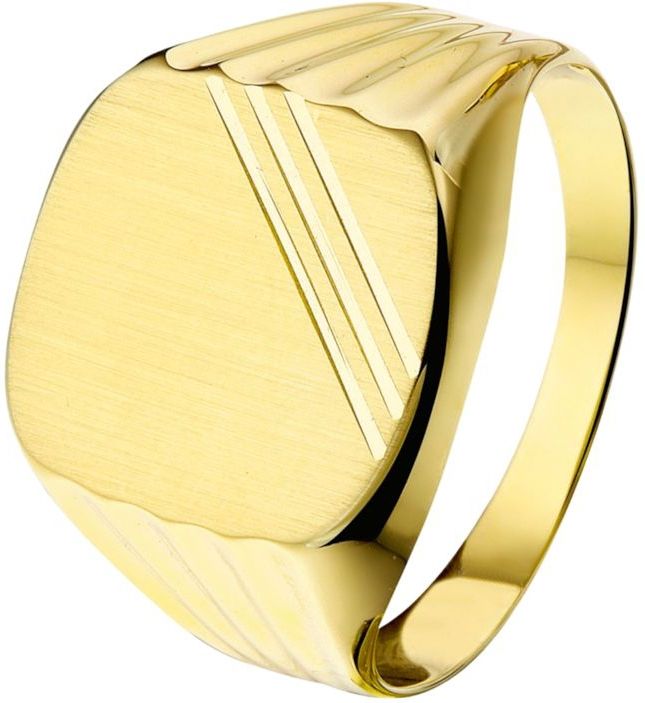 Lucardi - Heren Zegelring - Ring - 14 Karaat Goud - Geelgoud