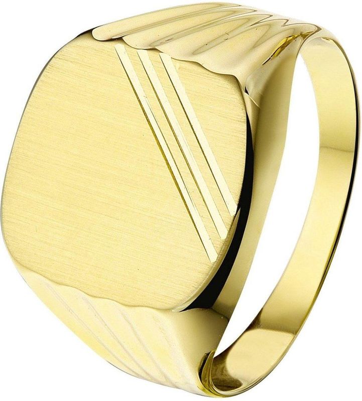 Lucardi - Heren Zegelring - Geelgoud - 14 Karaat Goud