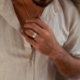 Lucardi Heren Zegelring met diamant 0.01ct - Ring - Vaderdag Cadeau - 14 Karaat Goud - Geelgoud
