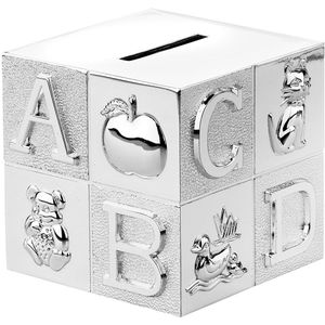 Gift items - Verzilverde Spaarpot - Kubus - Voor Kinderen