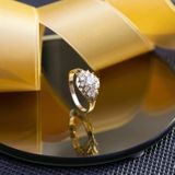 Lucardi Dames Ring - Zirkonia - 14 Karaat Geelgoud