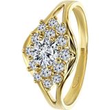 Lucardi Dames Ring - Zirkonia - 14 Karaat Geelgoud