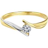 Lucardi - Dames Ring - Geelgoud en Witgoud - 14 Karaat Goud - Zirkonia