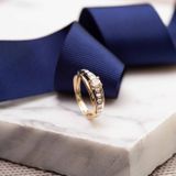 Lucardi - Dames Ring - Geelgoud en Witgoud - 14 Karaat Goud - Zirkonia