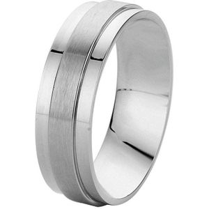 Lucardi Heren Ring mat/glans Ring Staal Zilverkleurig