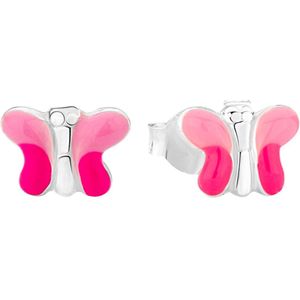 Lucardi Meisjes Oorknop met plating - Dier - Cadeau - Echt Zilver - Zilverkleurig