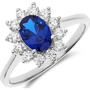 Lucardi - Zilveren Ring - Blauw Zirkonia - 925 Zilver - Zilverkleurig