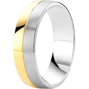 Lucardi Heren Vriendschapsring Praag - Ring - Vaderdag Cadeau - Staal - Zilver- en Goudkleurig