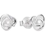 Lucardi Dames Oorbellen knoop met zirkonia - Oorbellen - Cadeau - Echt Zilver - Zilverkleurig