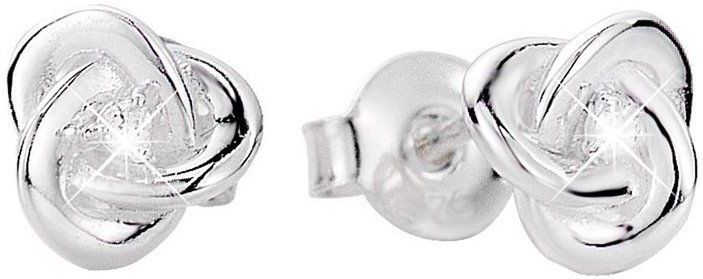 Lucardi Dames Oorbellen knoop met zirkonia - Oorbellen - Cadeau - Echt Zilver - Zilverkleurig