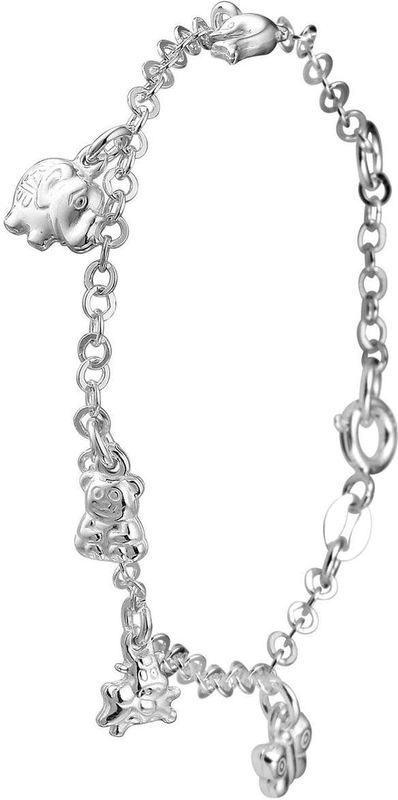 Lucardi Meisjes Armbandje met hanger met plating - Dier - Cadeau - Echt Zilver - Zilverkleurig