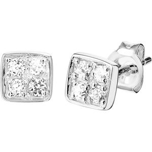 Lucardi - Heren Oorbellen - Zilverkleurig - 925 Zilver - 6mm Zirkonia