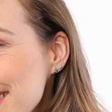 Lucardi Dames Oorbellen met zirkonia - Oorbellen - Cadeau - Echt Zilver - Zilverkleurig