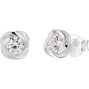 Lucardi Dames Oorbellen met zirkonia - Oorbellen - Cadeau - Echt Zilver - Zilverkleurig