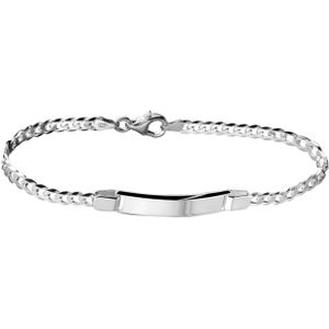 Lucardi Dames Plaatarmband - Echt Zilver - Armband - Cadeau - 19 cm - Zilverkleurig