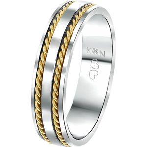 Lucardi Unisex Vriendschapsring Rhodos - Ring - Cadeau - Staal - Zilver- en Goudkleurig