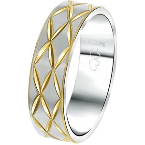 Lucardi Heren Vriendschapsring Capri - Ring - Cadeau - Staal - Zilver- en Goudkleurig