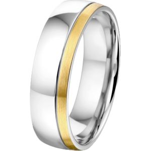 Lucardi Heren Vriendschapsring Maui - Ring - Moederdag Cadeautje - Staal - Zilver- en Goudkleurig