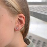 Lucardi Meisjes Oorknop - Ster - Kristal - Cadeau - 14 Karaat Goud - Geelgoud