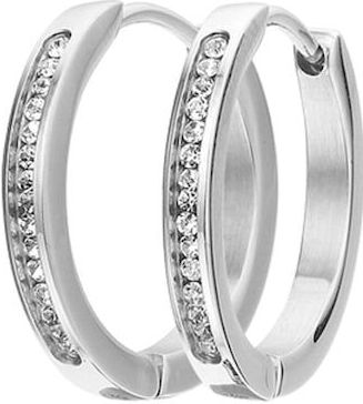 Lucardi - Oorbellen - Zilverkleurig - Staal - Kristal