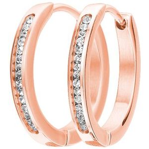 Lucardi Dames Roséplated Oorbellen Kristal - Oorbellen - Cadeau - Staal - Rosékleurig