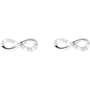 Zilveren oorknoppen infinity met zirkonia voor dames