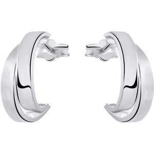 Lucardi - Dames Oorringen - Zilverkleurig - Echt Zilver - Mat/Glans