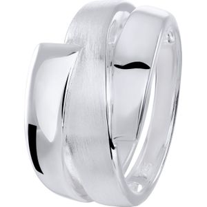 Lucardi Dames Ring mat/glans bewerkt - Ring - Cadeau - Echt Zilver - Zilverkleurig