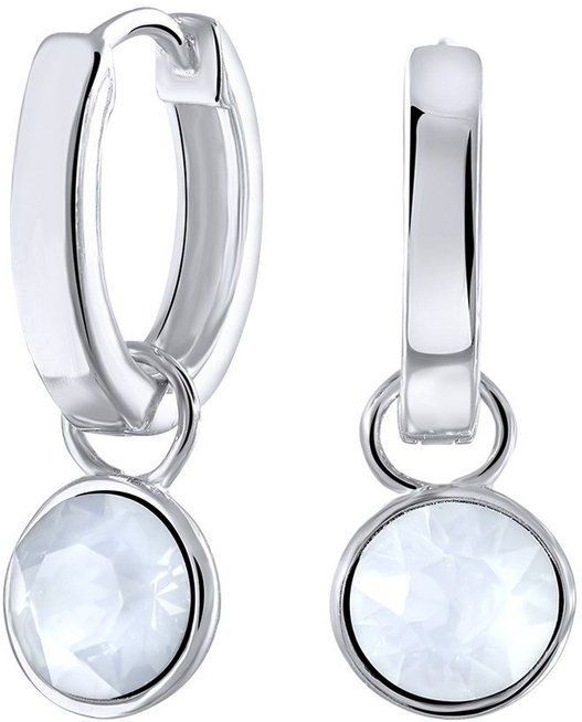 Lucardi Dames Oorbellen Kristal Wit Opaal - Oorbellen - Cadeau - Echt Zilver - Zilverkleurig